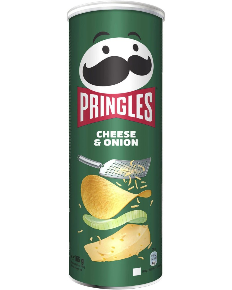 Чипс Pringles Сирене и лук Чипс Pringles Сирене и лук - 165 g, кутия - храна