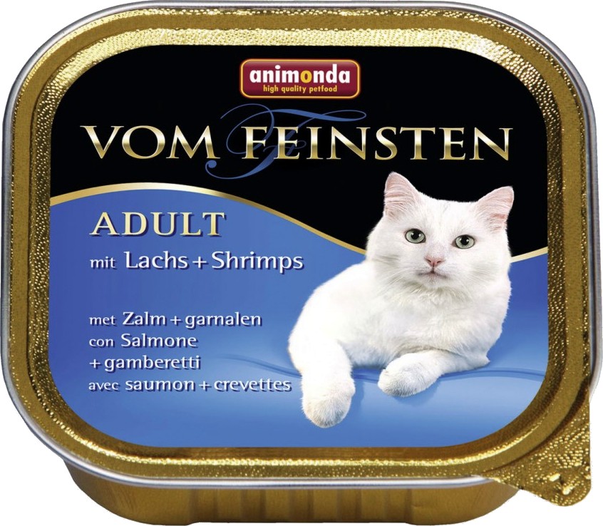 Пастет за котки Animonda Vom Feinsten Adult Пастет за котки Animonda Vom Feinsten Adult - 100 g, със сьомга и скариди, от 1 до 6 години - продукт