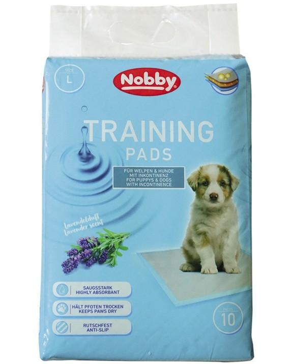 Хигиенни постелки за кучета Nobby Training Pads L Хигиенни постелки за кучета Nobby Training Pads L - 10 броя, 60 x 60 cm, с аромат на лавандула - продукт