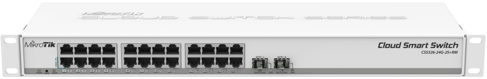 Суич MikroTik CSS326-24G-2S+RM Суич MikroTik CSS326-24G-2S+RM - 24 порта, 10 Gbps -