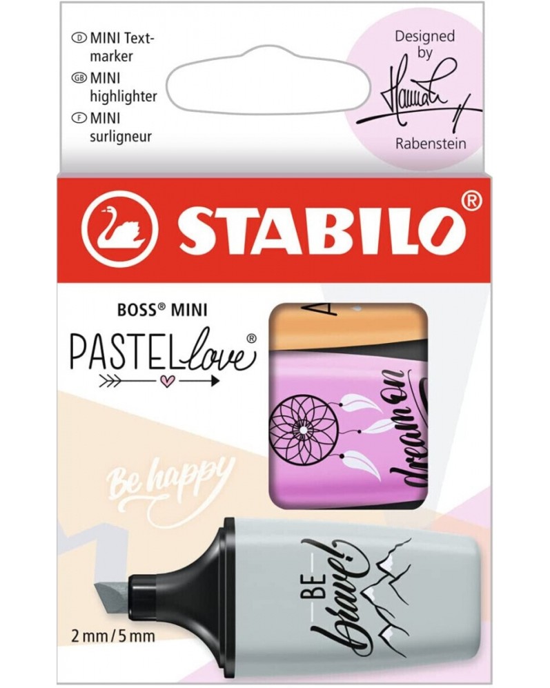 ����� ������� Stabilo Boss Mini 2.0 - 3 ����� �� ������� Pastellove - 