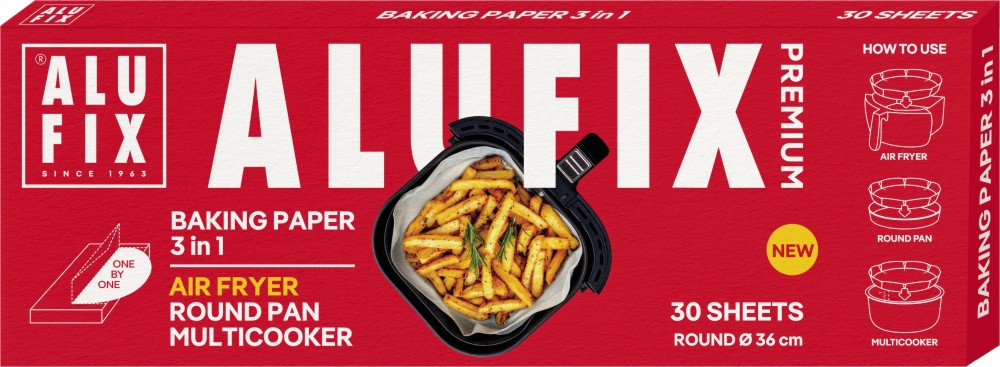 Хартия за печене 3 в 1 ALUFIX Хартия за печене 3 в 1 ALUFIX - 30 листа -