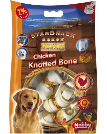 Лакомства за кучета Nobby StarSnack Knotted Bone Лакомства за кучета Nobby StarSnack Knotted Bone - 113 g, с пилешко, от серията Barbecue - храна