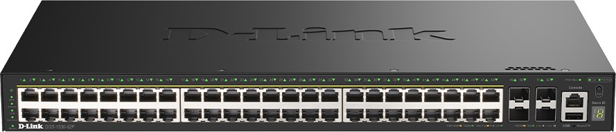 Суич D-Link DGS-1530-52P Суич D-Link DGS-1530-52P - 48 x 10/100/1000Base-T, 4 x 10GbE SFP+, 176 Gbps -