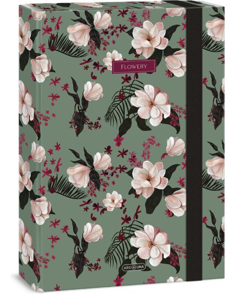 Кутия с ластик Ars Una Flowery Green Кутия с ластик Ars Una Flowery Green - За формат A4 -