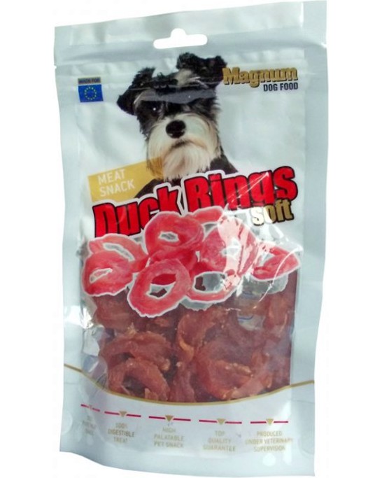 Лакомства за кучета Magnum Meat Snacks Rings Soft Лакомства за кучета Magnum Meat Snacks Rings Soft - 80 g, с патешко - храна