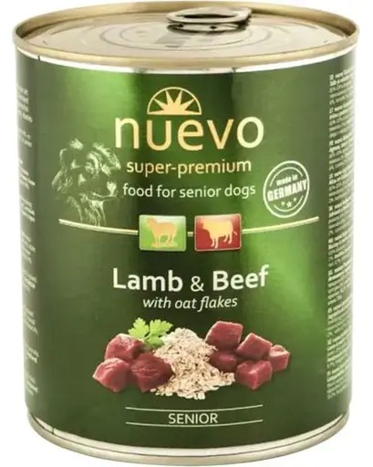Консерва за кучета nuevo Senior Консерва за кучета nuevo Senior - 800 g, с агнешко, говеждо и овесени ядки, над 7 години - храна