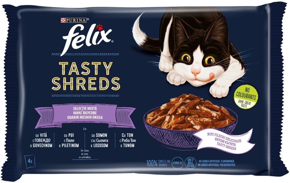 ������� �� ����� Felix Tasty Shreds - 4 x 80 g, � �������, �������, ������ � ���� ��� � ���, �� ��� 1 ������ - �����