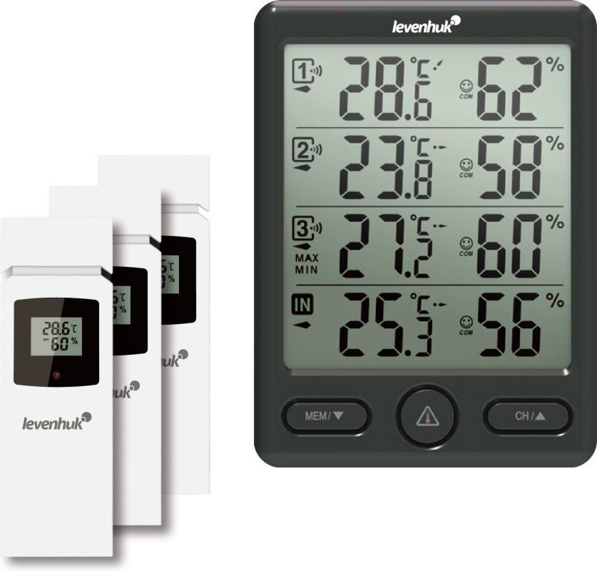 Метеорологична станция Levenhuk LP20 Метеорологична станция Levenhuk LP20 - С 3 външни сензора от серията Wezzer Plus -