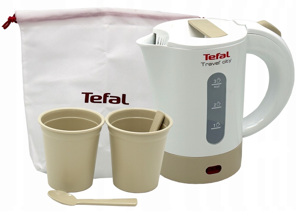 Мини електрическа кана Tefal Travel City Мини електрическа кана Tefal Travel City - 0.5 l, с чашки, лъжички и торбичка за съхранение - продукт