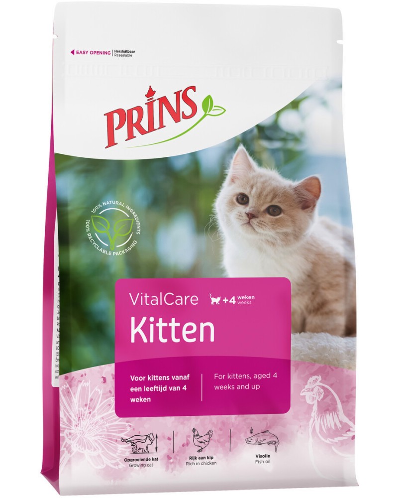 ��������� ���� ����� �� ����� Prins Kitten - 0.4 ÷ 10 kg, � �����, �� ������� VitalCare, �� 4 ������� �� 12 ������ - �����