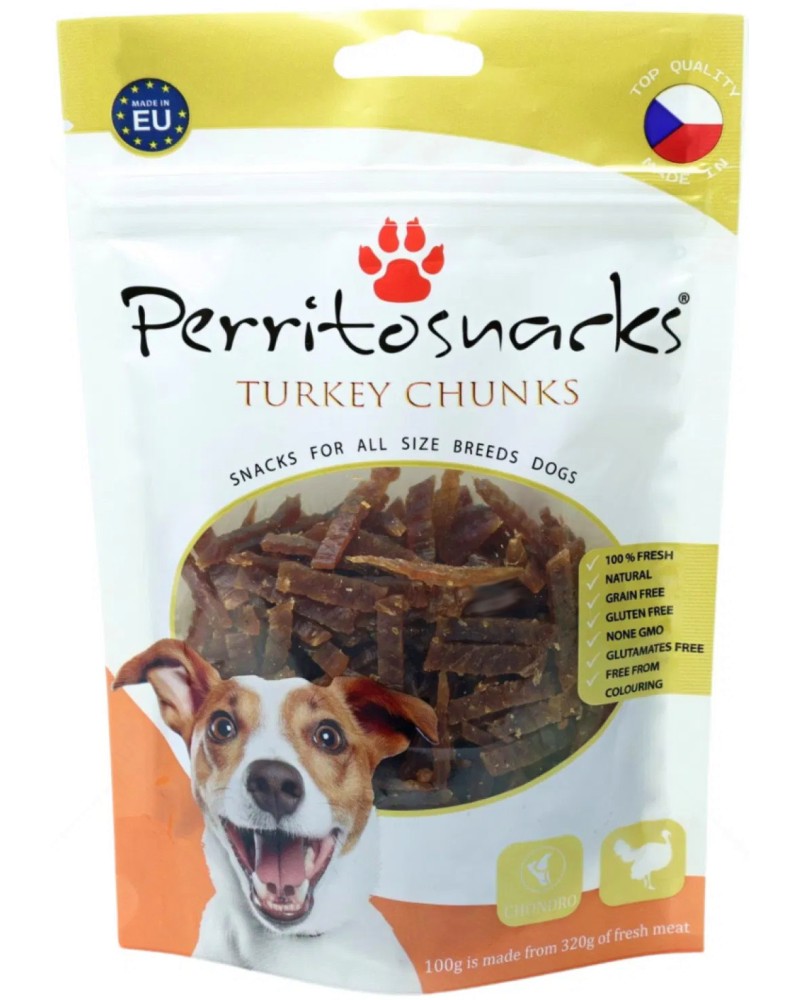 Лакомства за кучета Perrito Chunks Лакомства за кучета Perrito Chunks - 100 g, с пуешко - храна