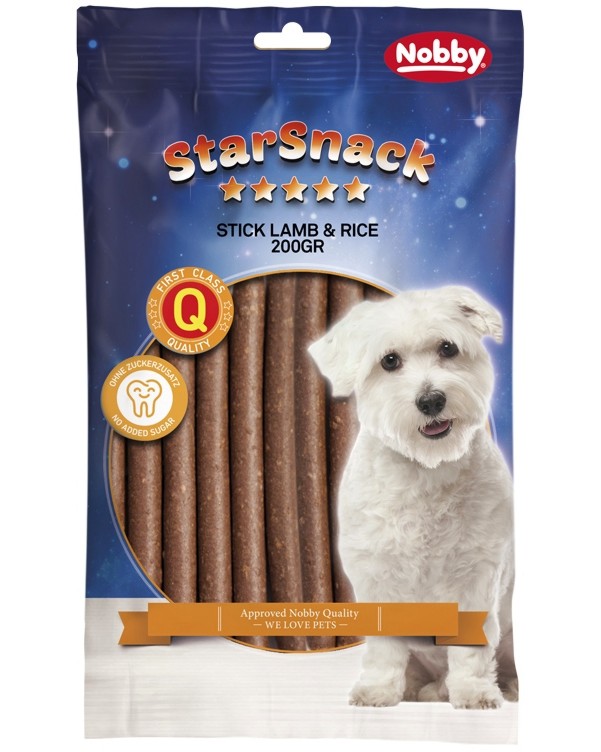 Пръчици за кучета Nobby Sticks Пръчици за кучета Nobby Sticks - 200 g, с агнешко и ориз, от серията StarSnack - храна
