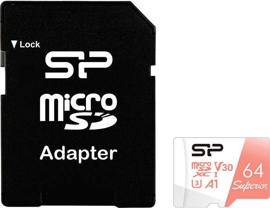 Micro SDXC   64 GB Silicon Power Superior - Class 10, UHS-I U3, V30, A1,  SD  - 