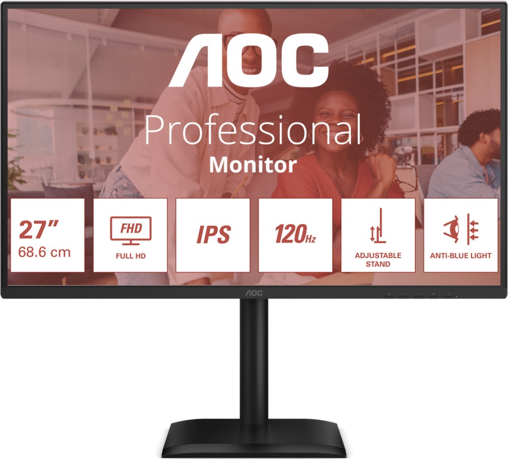  AOC 27E4U - 27", IPS, 120 Hz, 16:9, 1920 x 1080, 4 ms, HDMI, DisplayPort, VGA, Adaptive-Sync - 