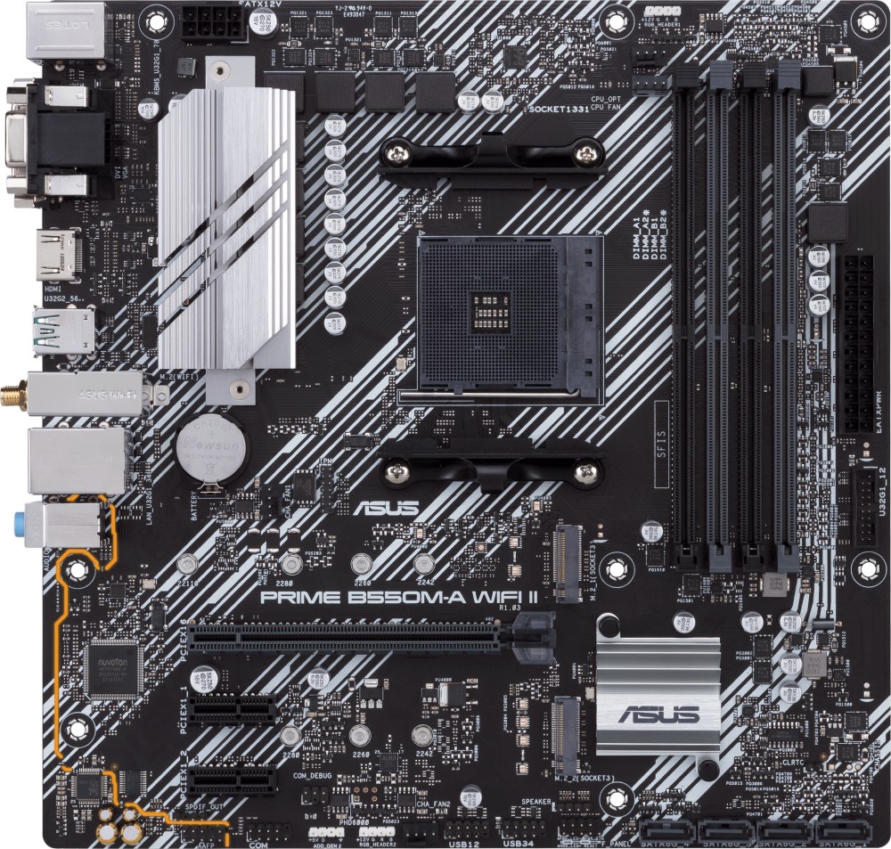 Дънна платка ASUS Prime B550M-A WIFI II Дънна платка ASUS Prime B550M-A WIFI II - AMD AM4, AMD B550, DDR4, Micro ATX -