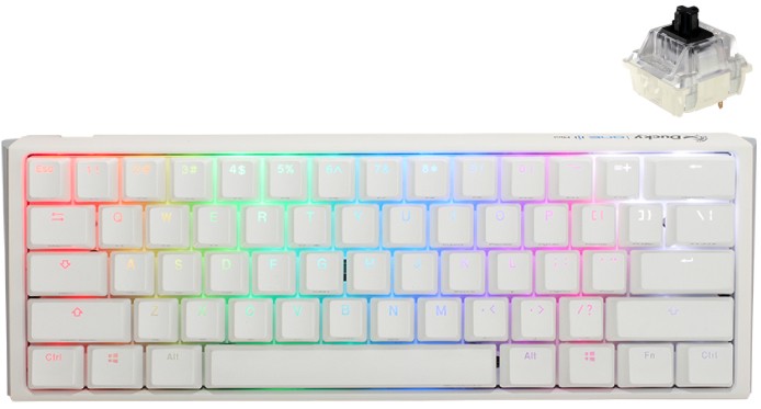    Ducky One 3 Mini Pure White - 60%,  USB  1.8 m, ANSI Layout, Hot-Swap, Cherry MX Black RGB - 