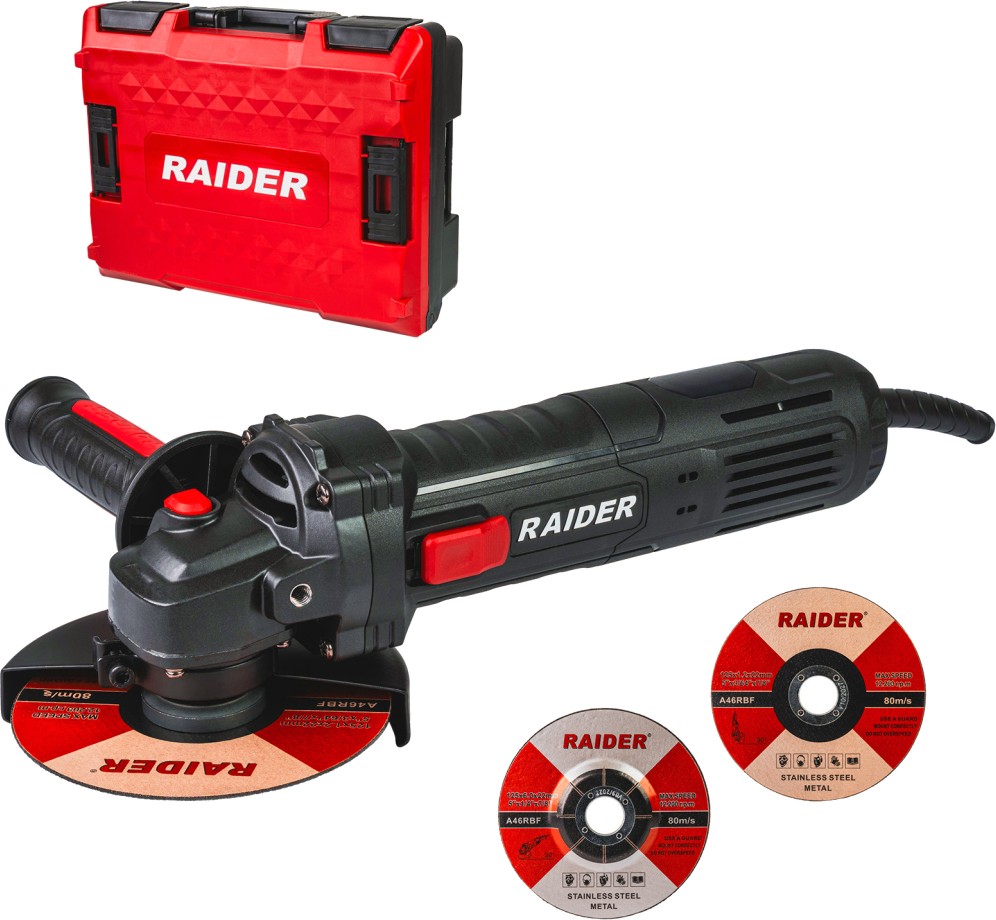 Електрически ъглошлайф Raider RDP-AG79 Black Edition Електрически ъглошлайф Raider RDP-AG79 Black Edition - С куфар и аксесоари от серията Pro -