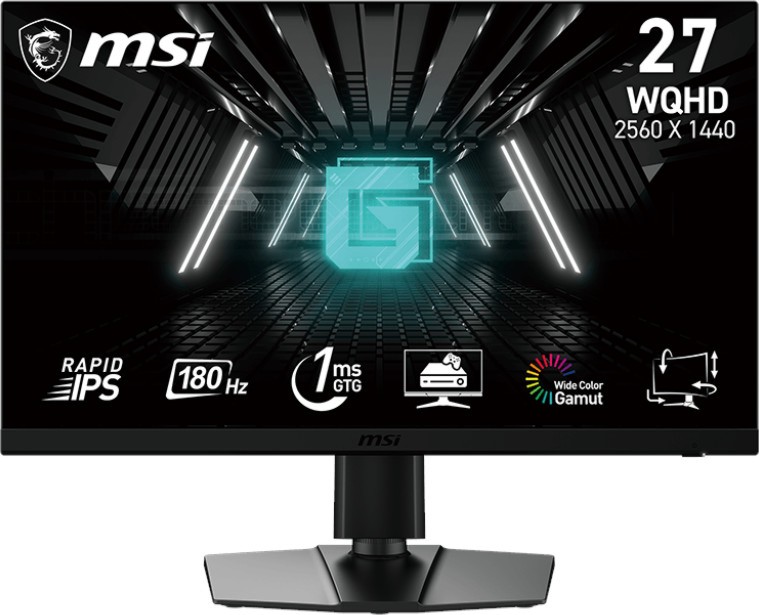  MSI G272QPF E2 - 27", Rapid IPS, 180 Hz, 16:9, 2560 x 1440, 1 ms, 2 x HDMI, DisplayPort, AMD FreeSync - 