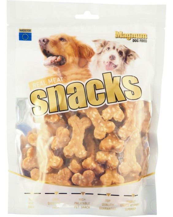 Лакомства за кучета Magnum Real Meat Snacks Лакомства за кучета Magnum Real Meat Snacks - 250 g, с ориз и заешко - храна