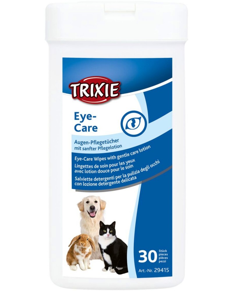 Мокри кърпички за очи за домашни любимци Trixie Eye Care Мокри кърпички за очи за домашни любимци Trixie Eye Care - 30 броя - мокри кърпички