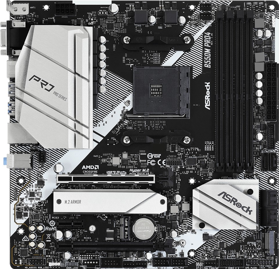 Дънна платка ASRock B550M Pro 4 Дънна платка ASRock B550M Pro 4 - AMD AM4, AMD B550, DDR4, Micro ATX -