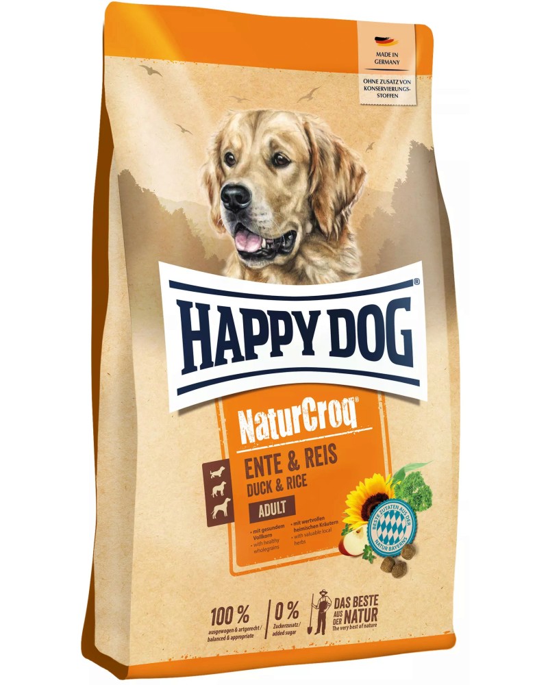 Суха храна за кучета Happy Dog Adult Суха храна за кучета Happy Dog Adult - 11 kg, с патешко и ориз, от серията NaturCroq, в зряла възраст - храна