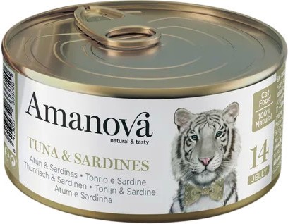 Консерва за котки Amanova Консерва за котки Amanova - 70 g, с риба тон и сардини в желе, в зряла възраст - храна