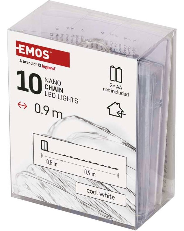 Коледна LED светлинна верига Emos D3AC06 Коледна LED светлинна верига Emos D3AC06 - 10 броя LED светлини с обща дължина 0.9 m -