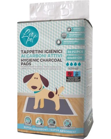 Хигиенни постелки за кучета Leopet Hygienic Charcoal Pads Хигиенни постелки за кучета Leopet Hygienic Charcoal Pads - 30 броя, 60 x 60 cm, с активен въглен - продукт
