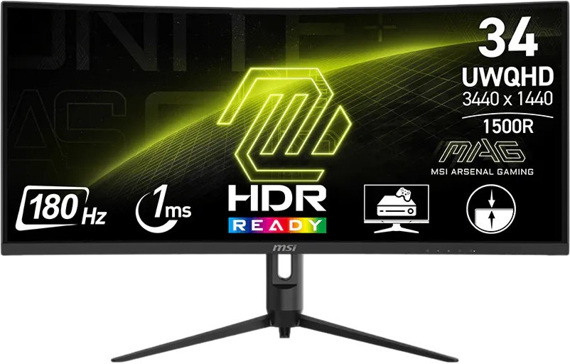 ������� MSI MAG 342CQR E2 - 34", VA, 180 Hz, 21:9, 3440 x 1440, 1 ms, 2 x HDMI, DisplayPort, AMD FreeSync Premium - 