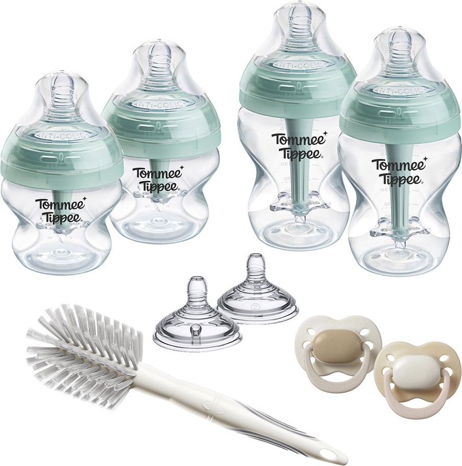 Комплект за новородено Tommee Tippee Комплект за новородено Tommee Tippee - С шишета, биберони, залъгалки и четка от серията Advanced Anti-Colic Plus, 0+ м - продукт