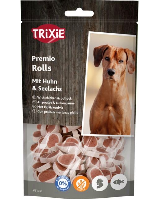 Лакомства за кучета Trixie Rolls Лакомства за кучета Trixie Rolls - 75 g, с пилешко и риба, от серията Premio - храна