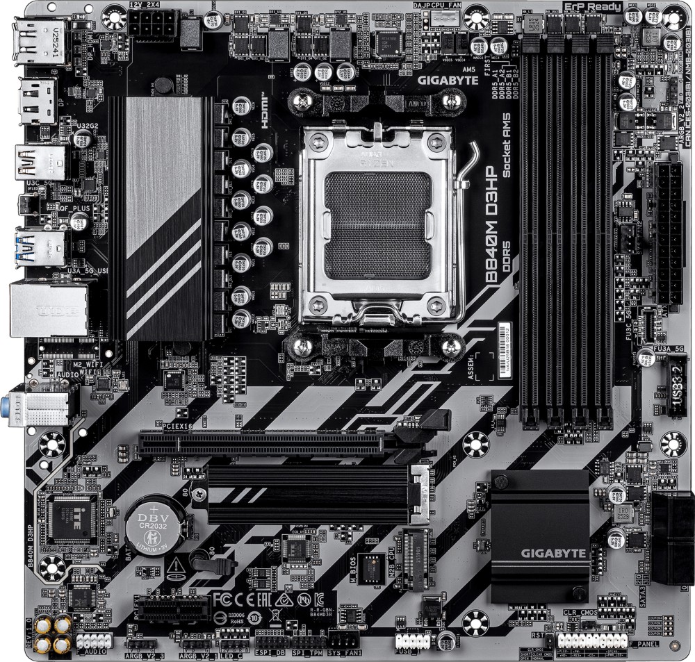 Дънна платка Gigabyte B840M D3HP Дънна платка Gigabyte B840M D3HP - AMD AM5, AMD B840, DDR5, Micro ATX -