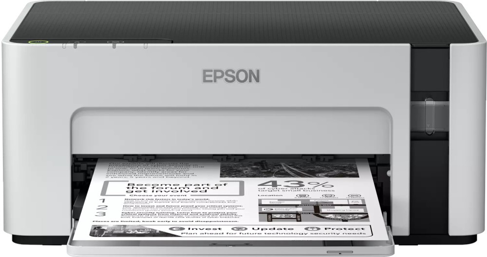 Монохромен мастиленоструен принтер Epson EcoTank M1100 Монохромен мастиленоструен принтер Epson EcoTank M1100 - 1440 x 720 dpi, 32 ppm, USB, LAN, A4 -