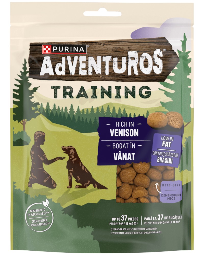 Тренировъчни лакомства за кучета Adventuros Training Тренировъчни лакомства за кучета Adventuros Training - 115 g, с еленско, в зряла възраст - храна