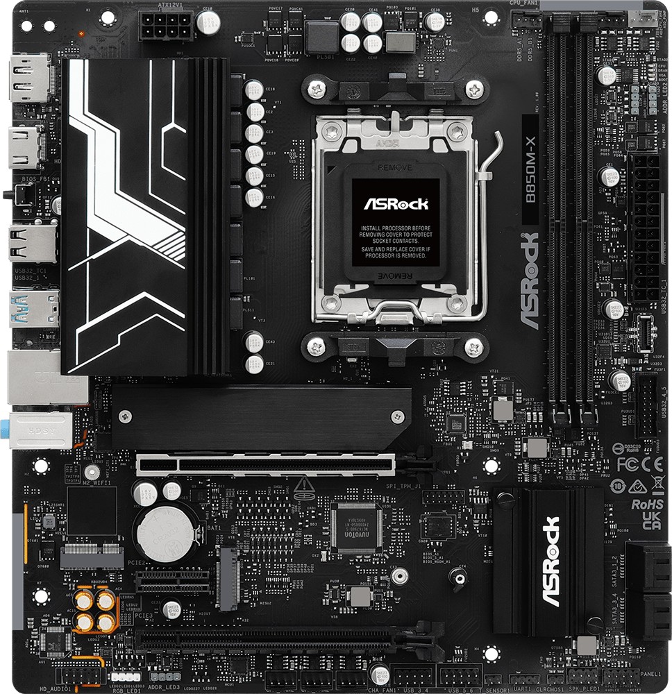Дънна платка ASRock B850M-X Дънна платка ASRock B850M-X - AMD AM5, AMD B850, DDR5, Micro ATX -