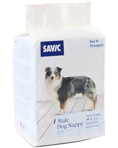 Пелени за мъжки кучета Savic Male Nappy M Пелени за мъжки кучета Savic Male Nappy M - 12 броя, от 40 до 53 cm - продукт