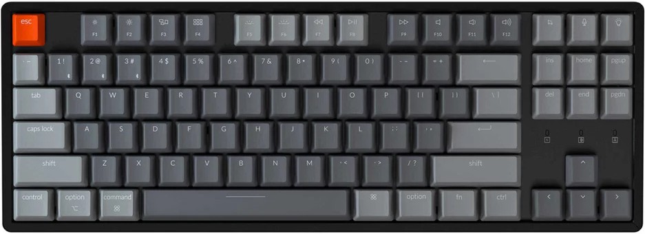     Keychron K8 - TKL, Bluetooth, USB-C, ANSI Layout, RGB, Gateron G Pro Blue - 
