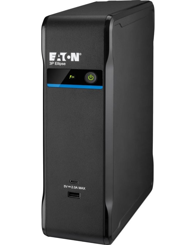 Непрекъсваемо токозахранващо устройство UPS Eaton 3P Ellipse 700 DIN Непрекъсваемо токозахранващо устройство UPS Eaton 3P Ellipse 700 DIN - 700 VA, 420 W, 12 V / 7 Ah, 4 x Schuko изхода, USB, Standby -