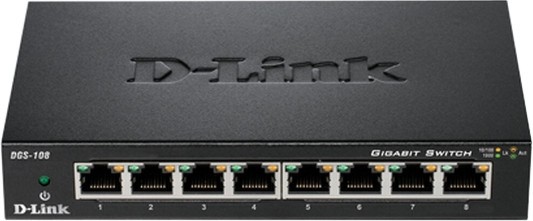 Суич D-Link DGS-108 Суич D-Link DGS-108 - 8 порта, 1000 Mbps -