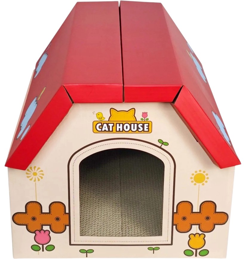 Къщичка за котки anipro Къщичка за котки anipro - 44 / 22.5 / 34 cm, с драскалка и котешка мента - продукт