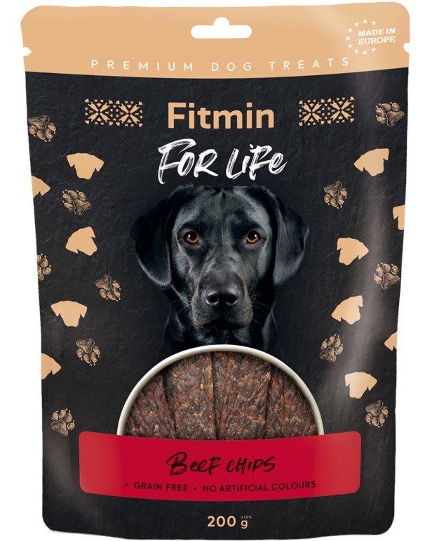 Лакомства за кучета Fitmin Chips Лакомства за кучета Fitmin Chips - 200 g, с говеждо, от серията For Life - храна