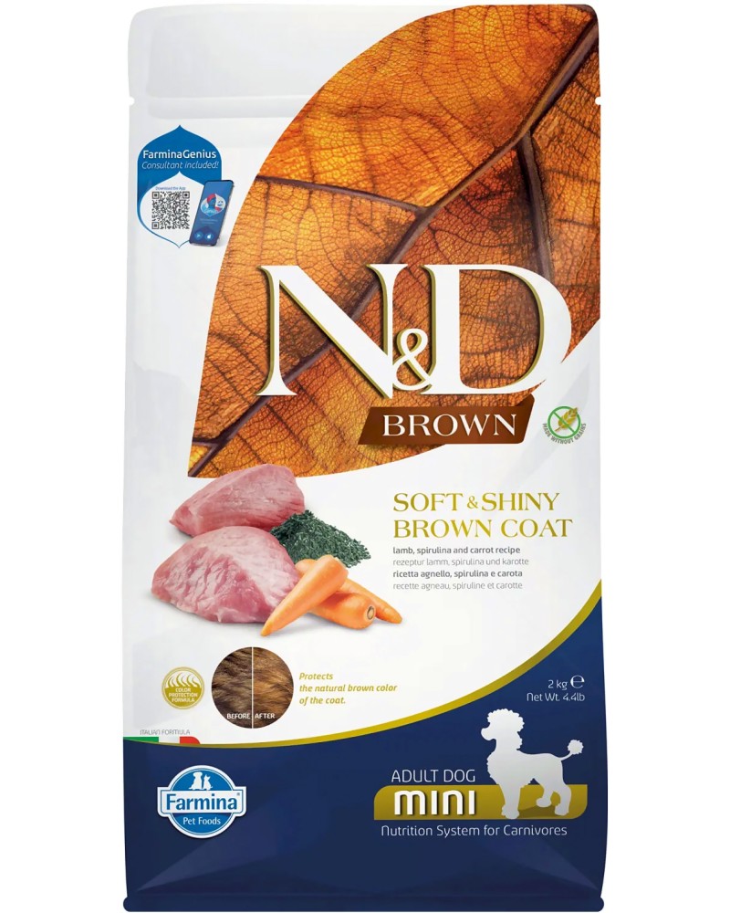 ���� ����� �� ������ � ������ ������ N&D Adult Mini - 2 � 5 kg, � �������, ��������� � �������, �� ������� Brown, �� ������ ������, ��� 1 ������ - �����