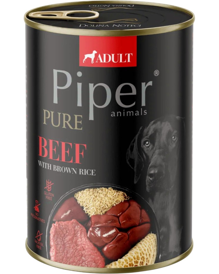 Консерва за кучета Piper Adult Консерва за кучета Piper Adult - 400 g, с говеждо и кафяв ориз, в зряла възраст - храна