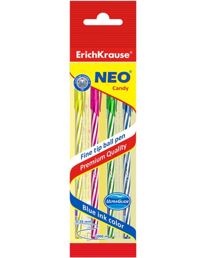 Химикалки Erich Krause Candy 0.7 mm Химикалки Erich Krause Candy 0.7 mm - 4 броя от серията Neo -