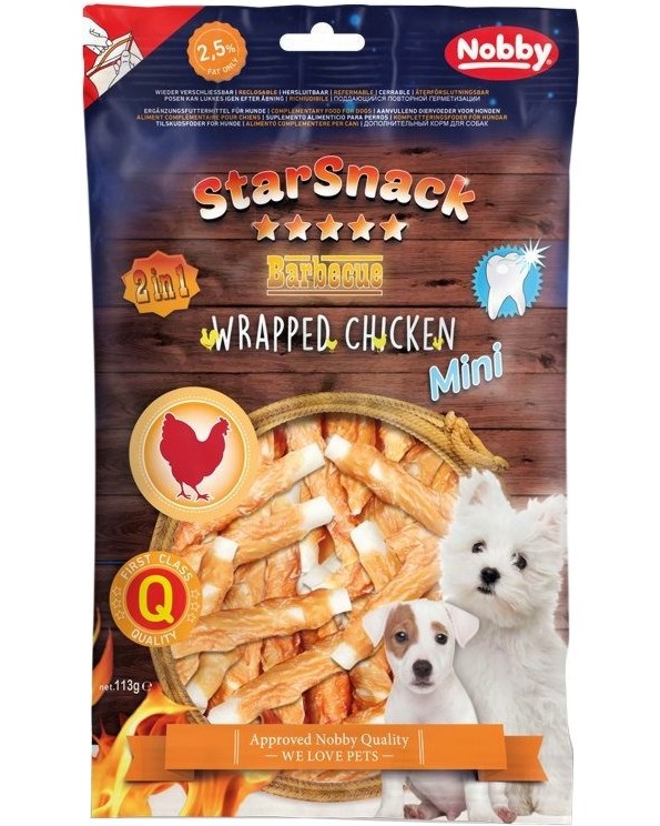 ��������� �� ������ Nobby StarSnack Mini Wrapped Chicken - 113 g, � �������, �� ������� Barbecue - �����