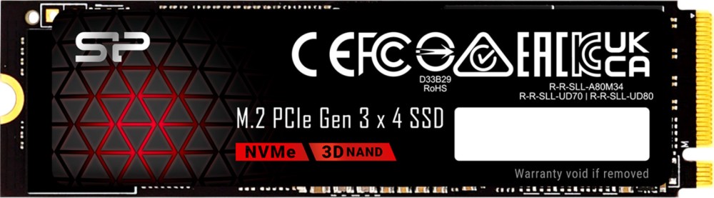 SSD памет Silicon Power UD80 PCIe 3.0 x4 NVMe 1.4 SSD памет Silicon Power UD80 PCIe 3.0 x4 NVMe 1.4 - 500 GB, четене 3400 MB/s, запис 2300 MB/s, 3D NAND -