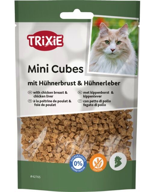 Лакомства за котки Trixie Mini Cubes Лакомства за котки Trixie Mini Cubes - 50 g, с пилешки гърди и дробчета - храна