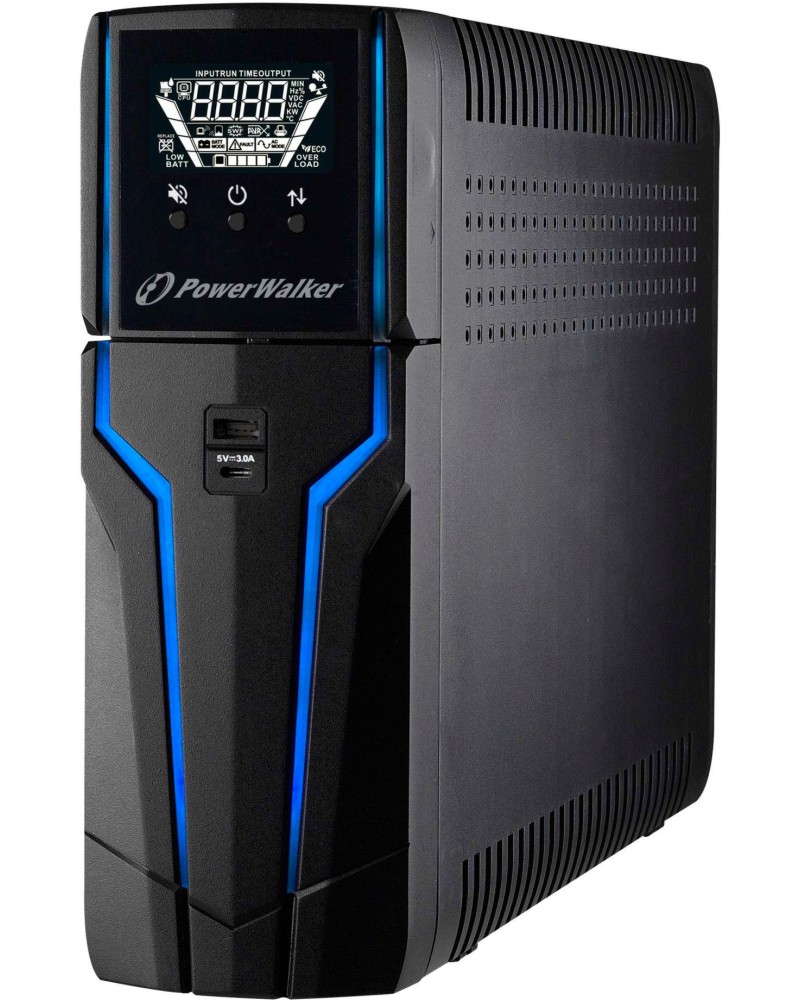 Непрекъсваемо токозахранващо устройство UPS PowerWalker VI 1000 GXB Непрекъсваемо токозахранващо устройство UPS PowerWalker VI 1000 GXB - 1000 VA, 600 W, 12V / 9Ah, 4x CEE 7/3 изхода, LCD дисплей, Line Interactive -